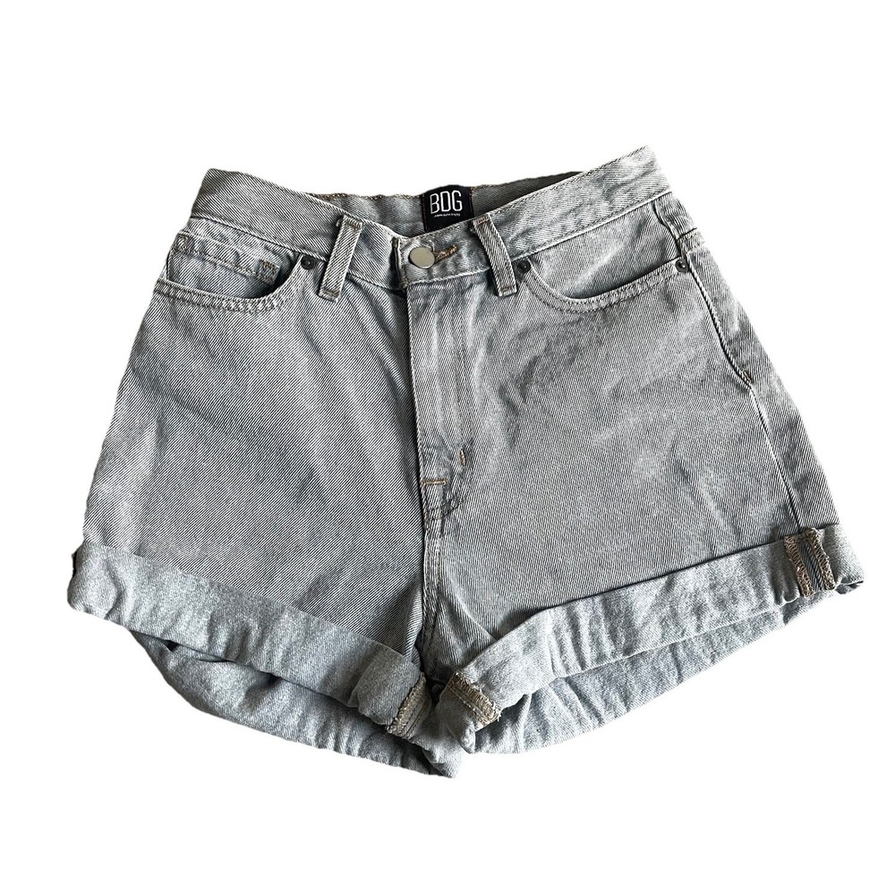 BDG Urban Outfitters Mom High Rise Denim Jean Shorts Size 25 Gray Cuffed
